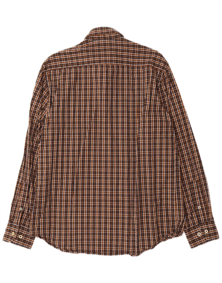Camisa masculina de flanela Carrera Regular Fit grande algodão xadrez marrom