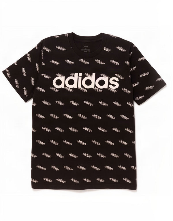Adidas Mens Graphic T-Shirt Top Grande Algodão Preto