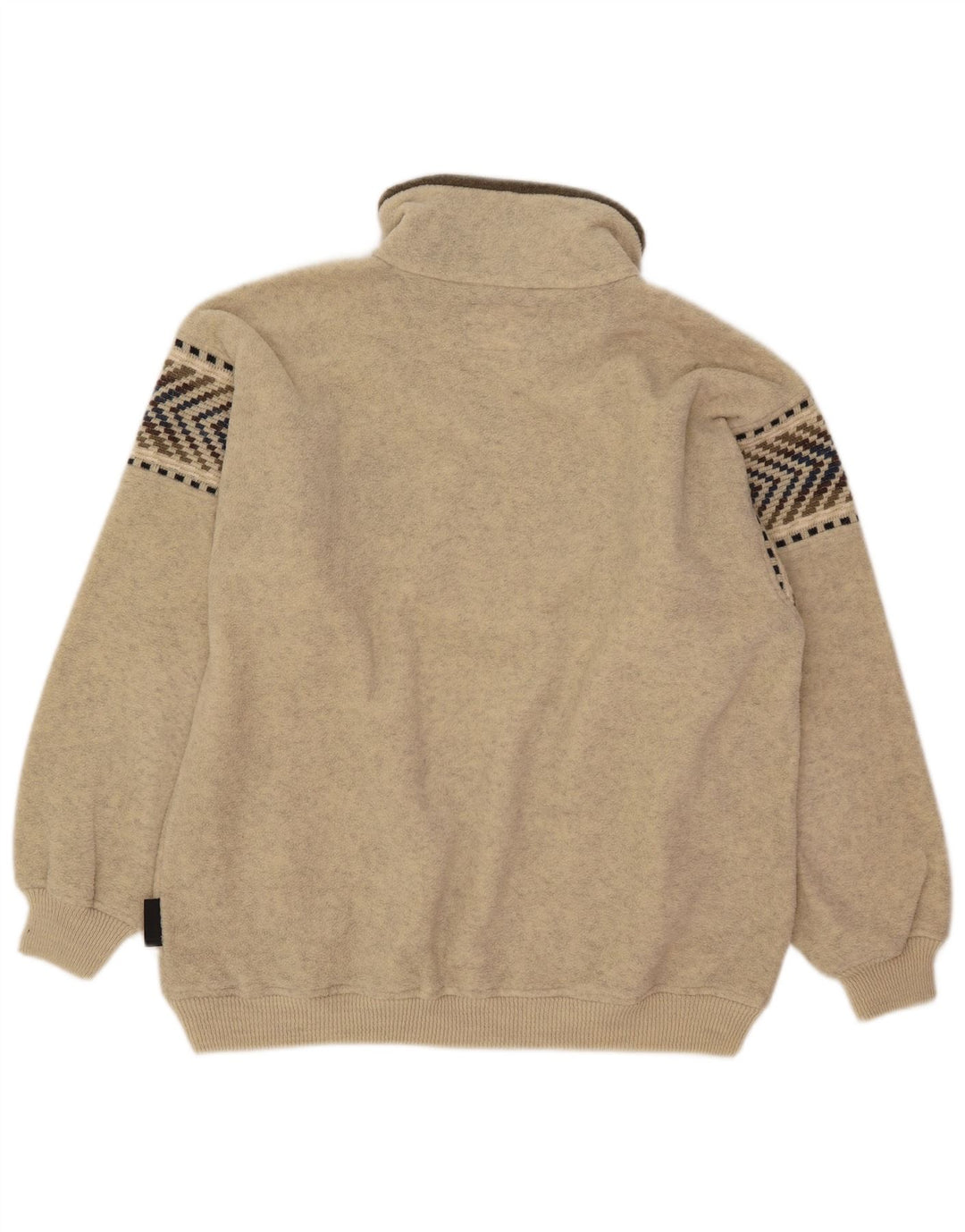 Silvy Mens Zip Neck Fleece Jumper 2XL Lã Geométrica Bege