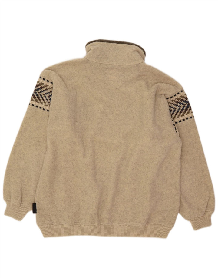 Silvy Mens Zip Neck Fleece Jumper 2XL Lã Geométrica Bege