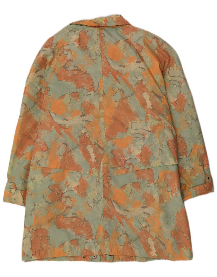 Sobretudo de grandes dimensões com padrão abstrato feminino vintage UK 18 XL poliéster verde