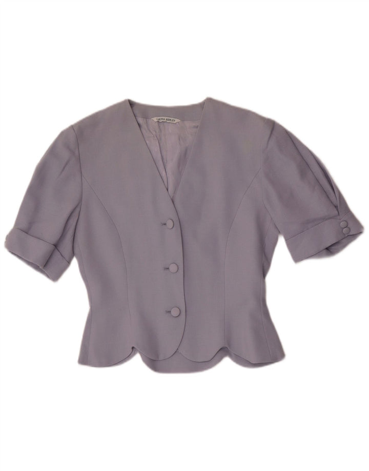 Laura Ashley jaqueta blazer feminina de manga curta com 3 botões Reino Unido 10 pequena roxa