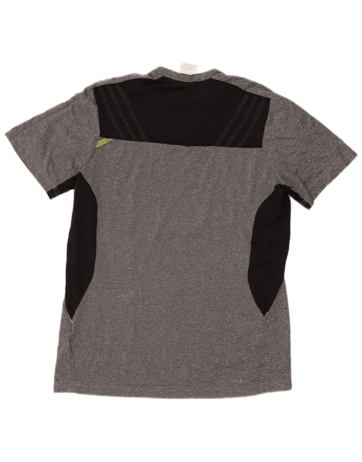 ADIDAS Mens Climacool T-Shirt Top Cinza Médio Colourblock Poliéster