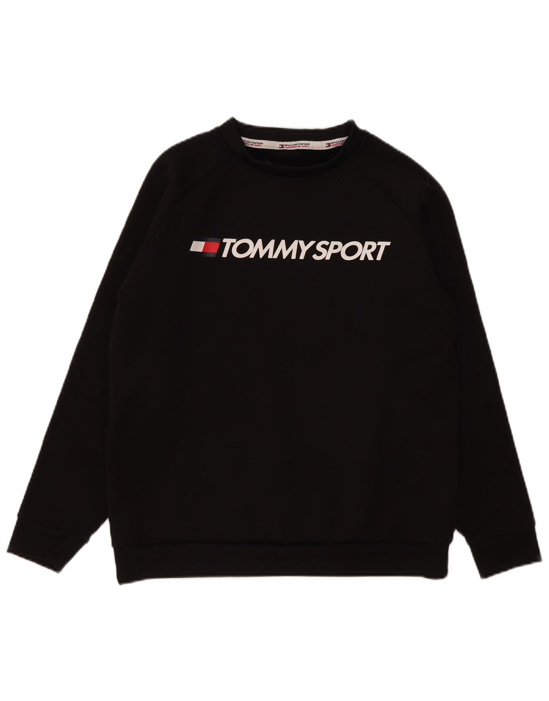 Tommy Hilfiger moletom gráfico feminino jumper UK 16 grande preto poliéster