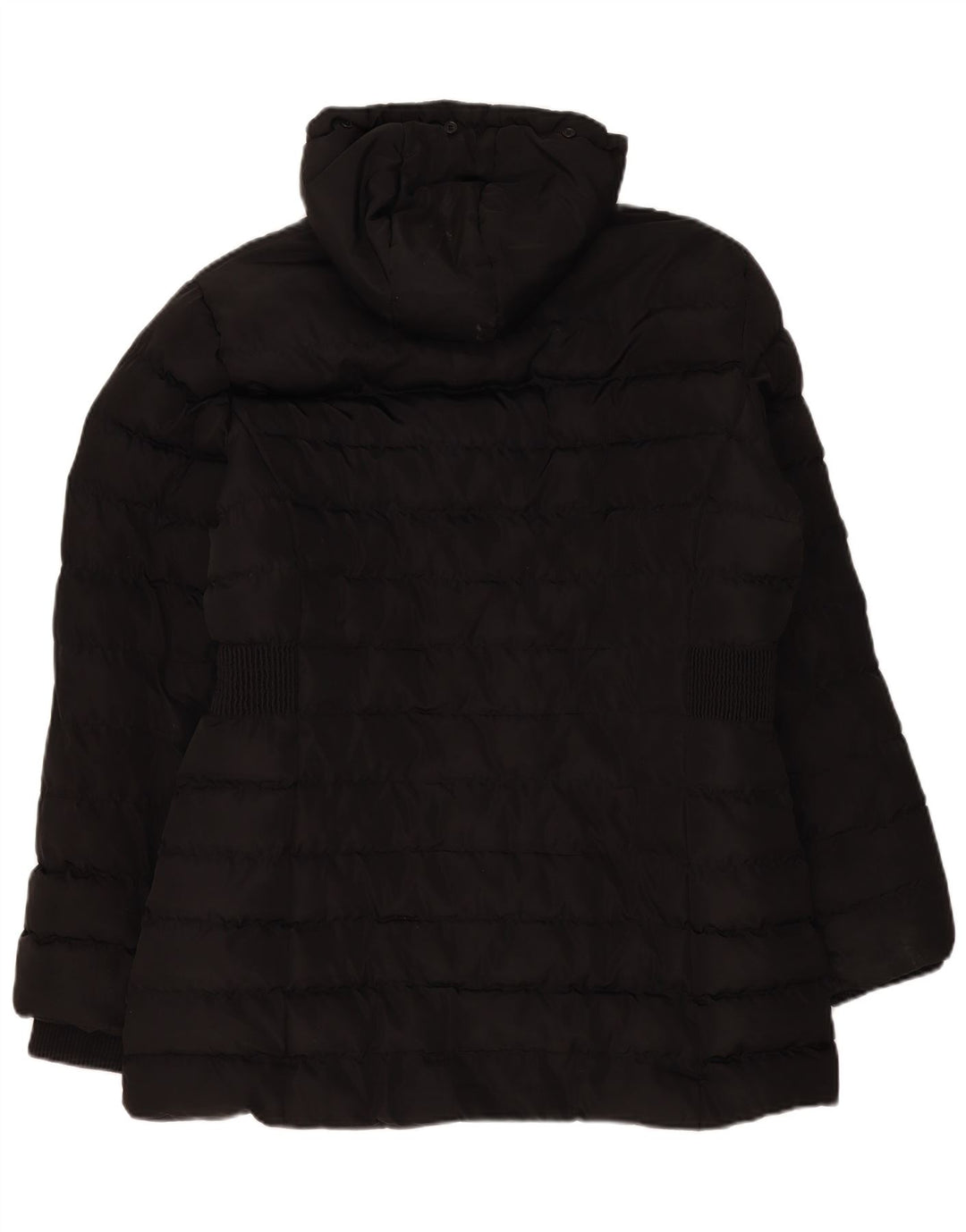 Casaco acolchoado com capuz feminino Kangol UK 16 grande poliéster preto