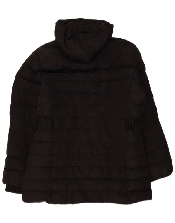 Casaco acolchoado com capuz feminino Kangol UK 16 grande poliéster preto