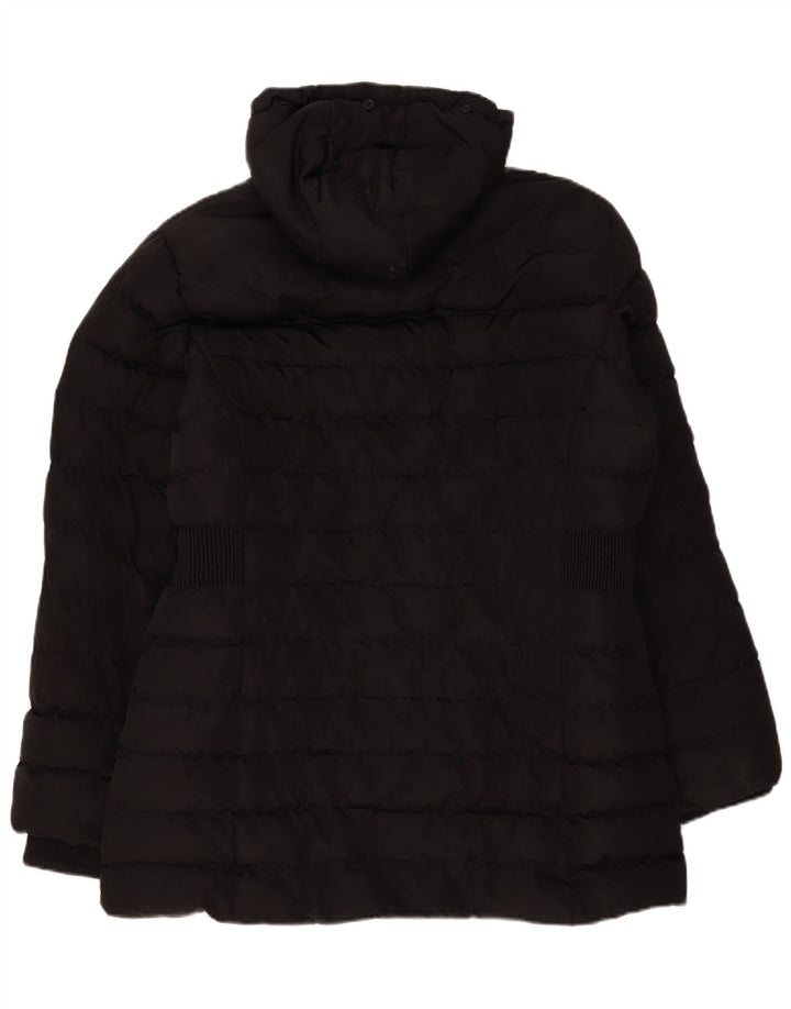 Casaco acolchoado com capuz feminino Kangol UK 16 grande poliéster preto