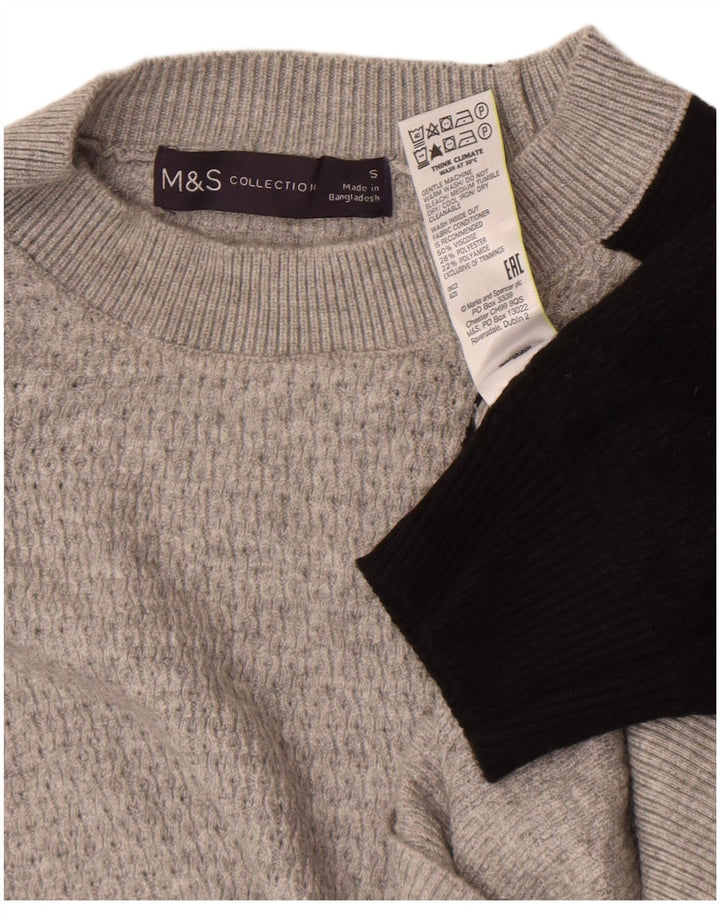 Suéter feminino Marks & Spencer com gola redonda Reino Unido 10 pequeno cinza