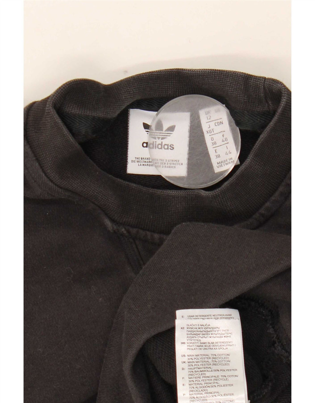 Adidas feminino gráfico oversized moletom jumper reino unido 12 médio preto algodão