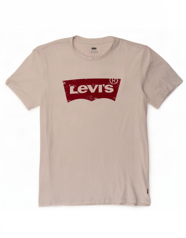 Camiseta feminina gráfica Levi's UK 14 algodão branco médio