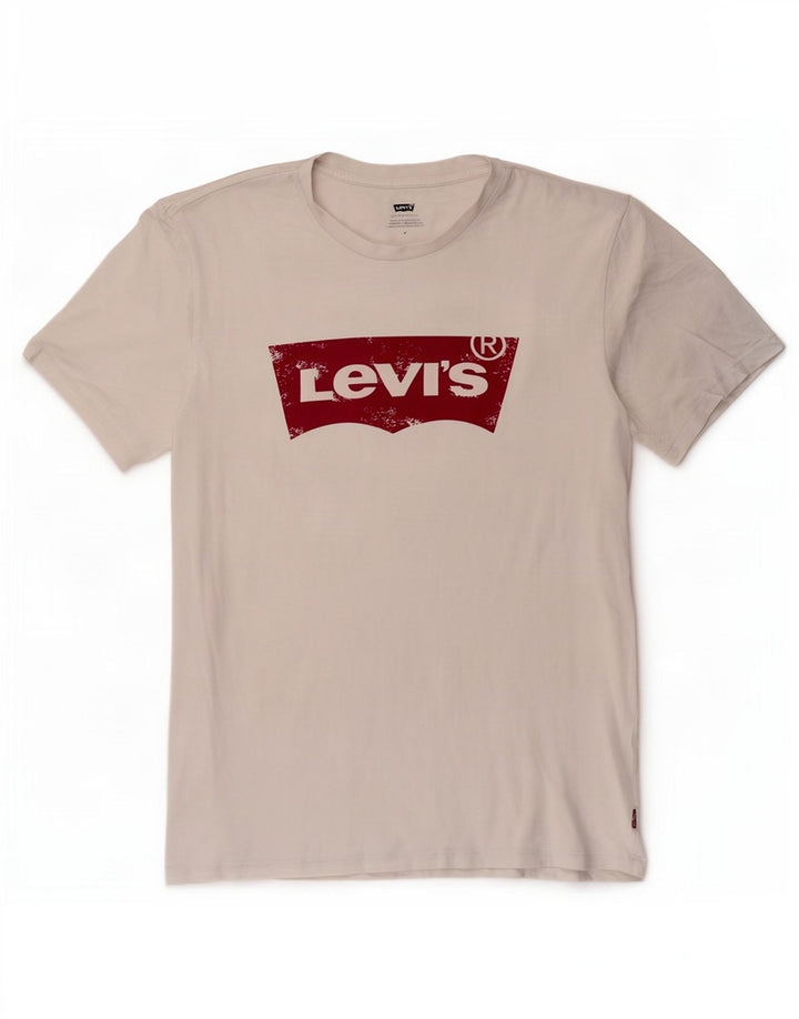 Camiseta feminina gráfica Levi's UK 14 algodão branco médio