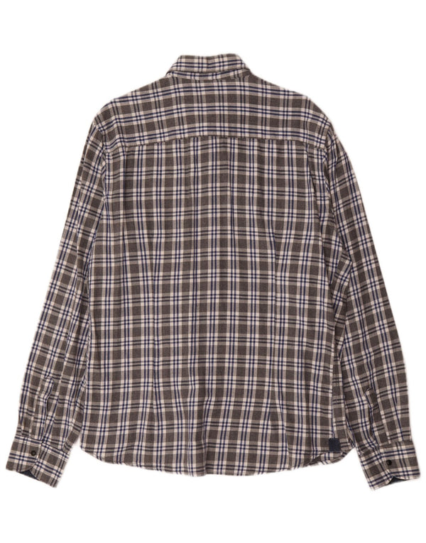 Camisa masculina de flanela Yes Zee 2XL algodão xadrez cinza
