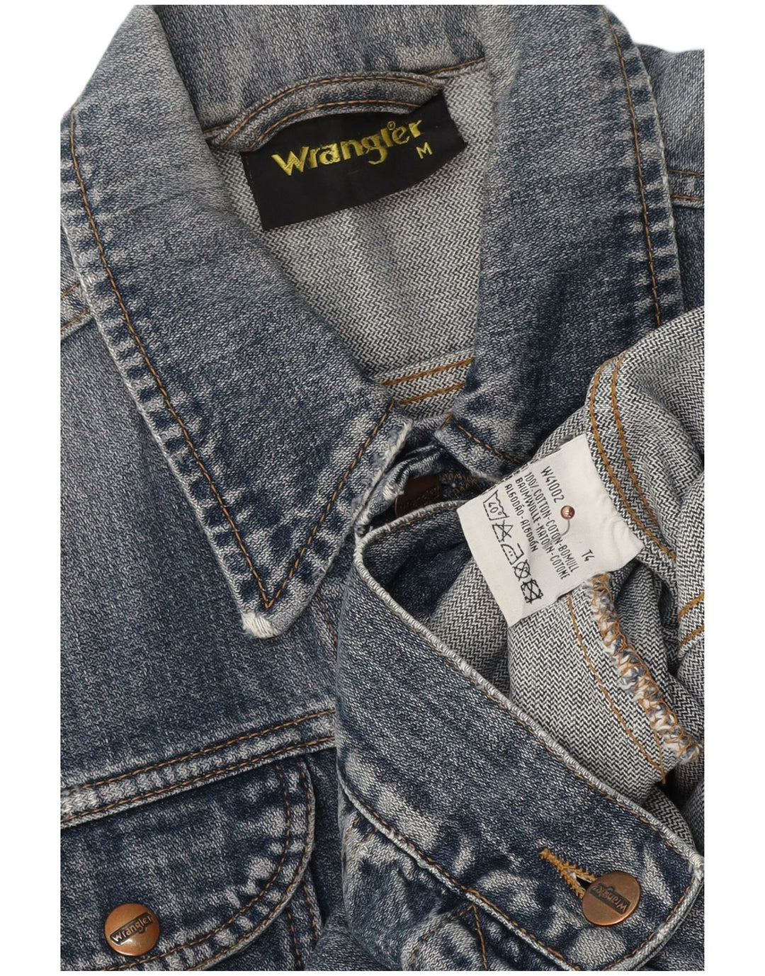 Jaqueta jeans feminina Wrangler UK 14 algodão azul médio