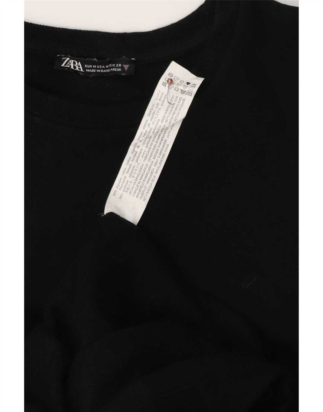 Vestido feminino Zara de manga comprida UK 14 algodão preto médio