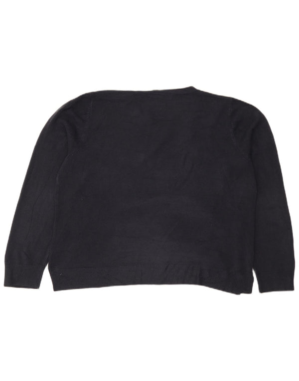 Suéter feminino Marks & Spencer com gola redonda Reino Unido 20 2XL azul marinho acrílico