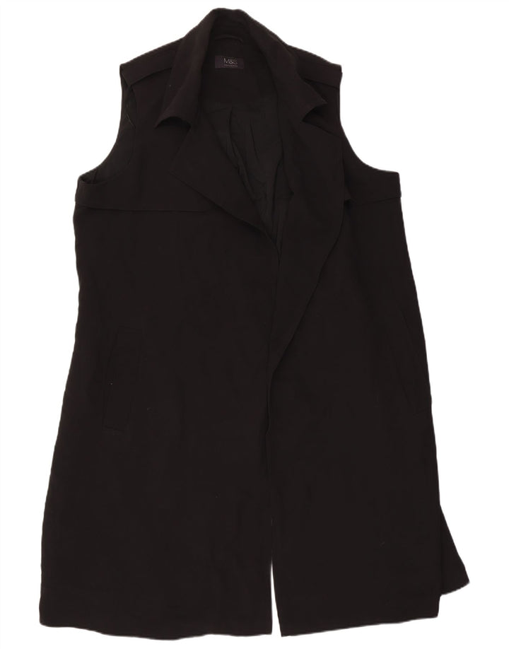 Jaqueta blazer feminina sem mangas Longline da Marks & Spencer Reino Unido 18 XL preta