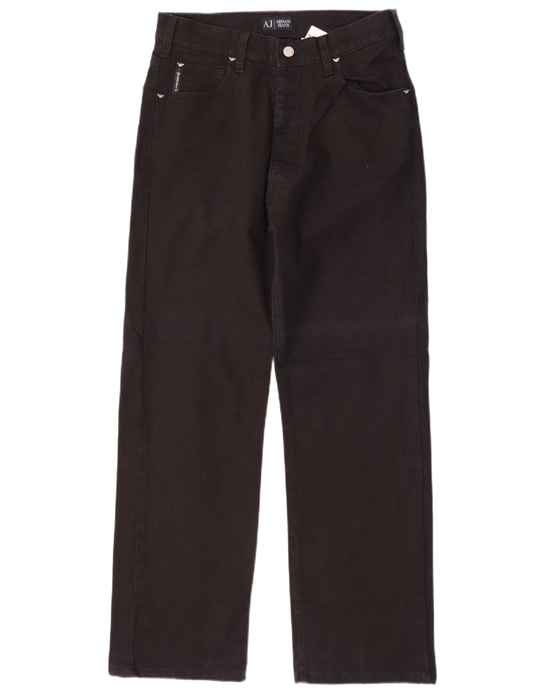 ARMANI Calça jeans reta masculina W30 L30 algodão preto