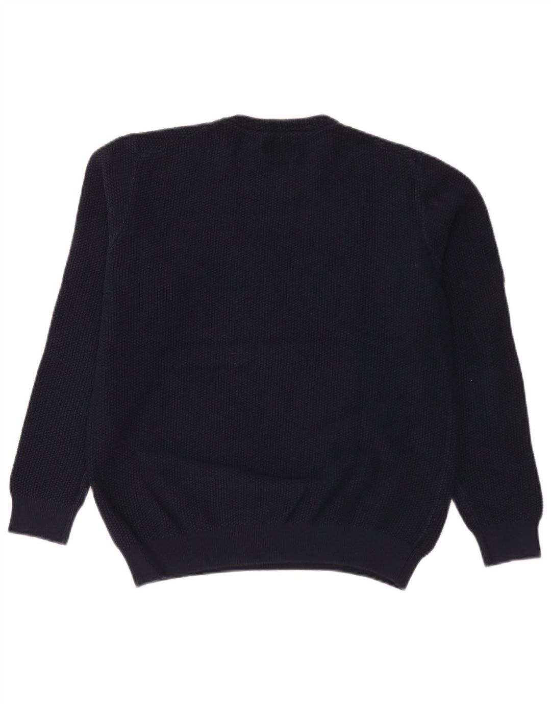 Suéter vintage masculino com gola redonda, algodão azul marinho médio