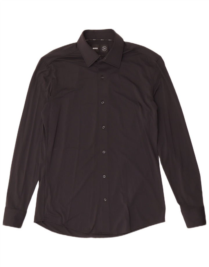 Camisa masculina Hugo Boss Slim Fit tamanho 40 poliamida preta média