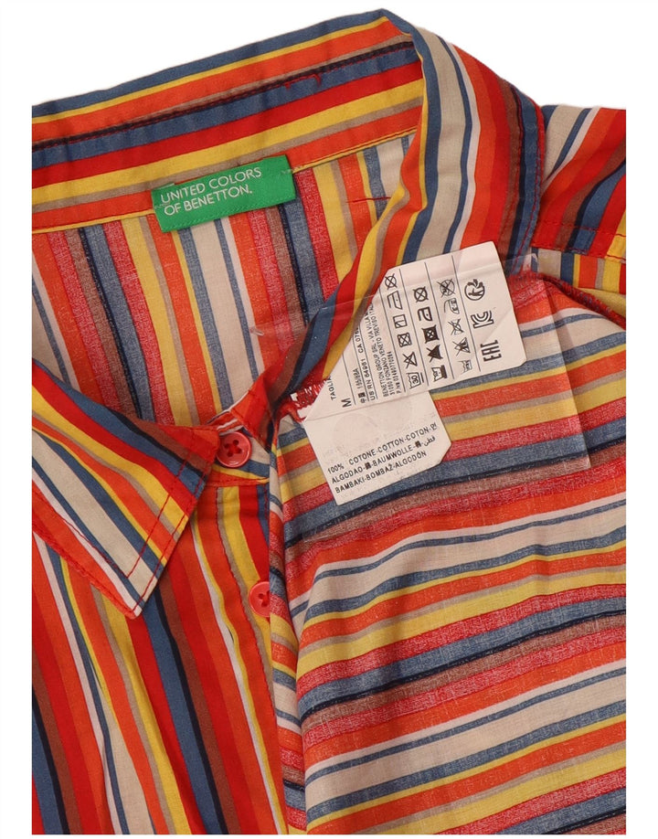 Camisa feminina BENETTON UK 14 algodão listrado multicolorido médio