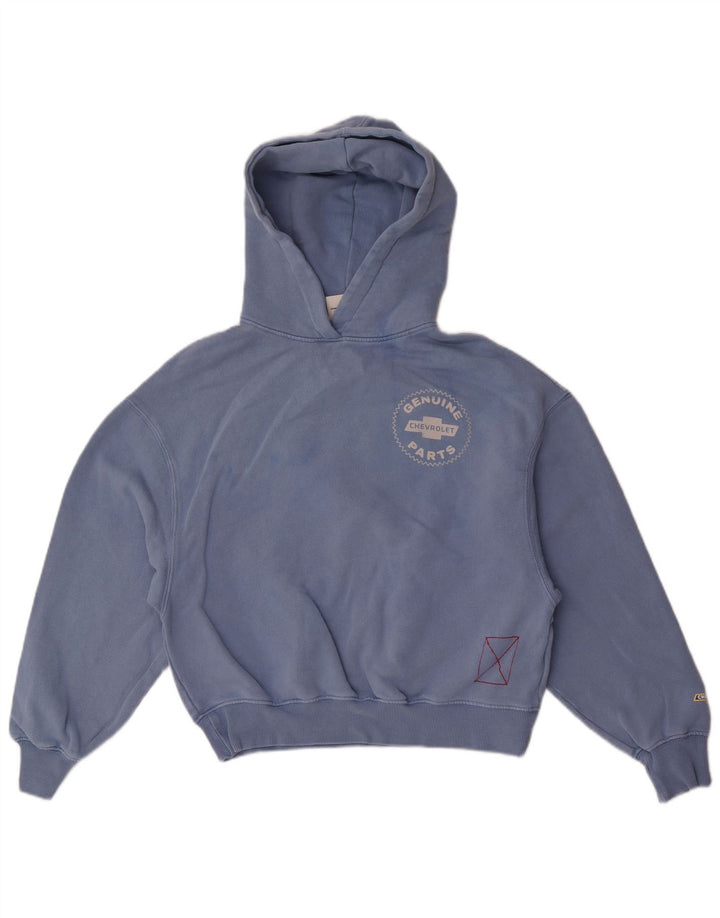 Pulôver feminino pull & Bear com capuz grande gráfico Reino Unido 6 XS algodão azul