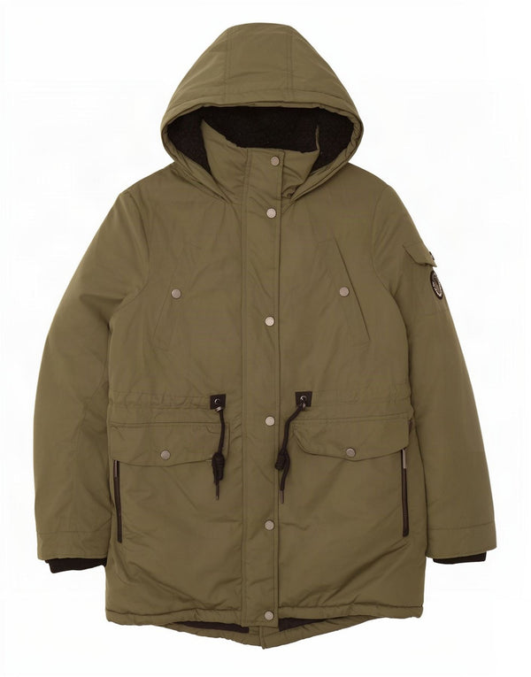 Jaqueta Parka com capuz feminina Superdry UK 8 poliéster cáqui pequeno