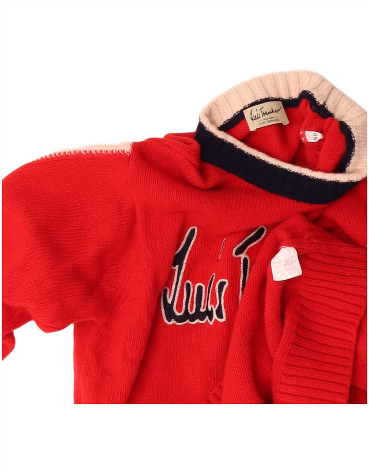 Suéter feminino Luis Trenker com gola canoa e gola redonda IT 50 XL lã vermelha