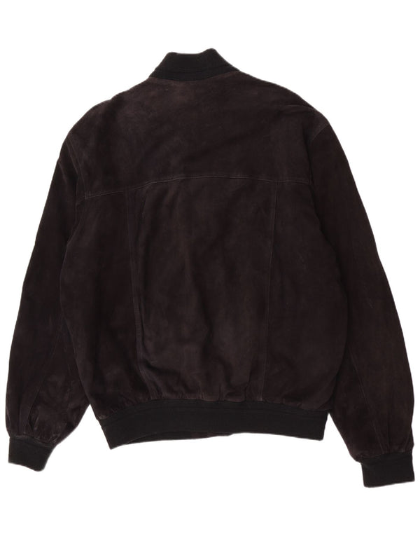Jaqueta bomber de camurça masculina vintage IT 56 3XL couro preto
