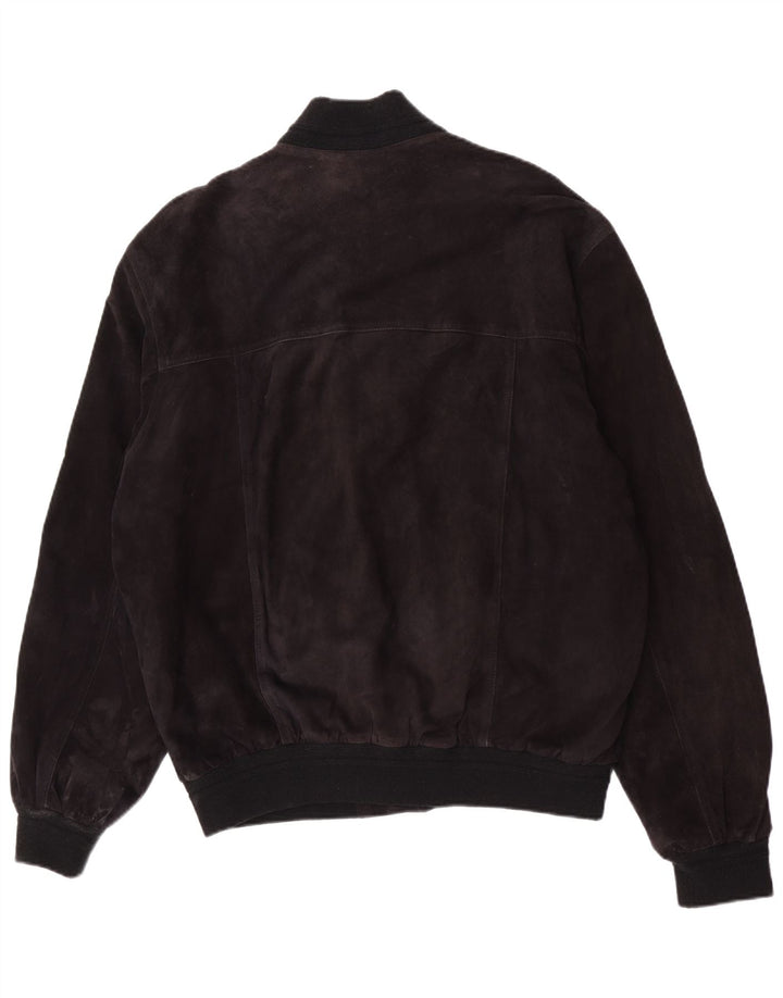 Jaqueta bomber de camurça masculina vintage IT 56 3XL couro preto
