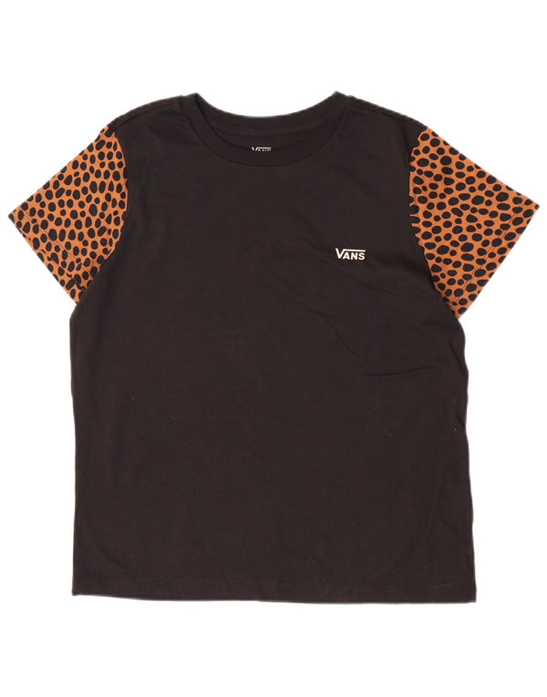 Camiseta feminina Vans UK 14 grande algodão preto com estampa animal