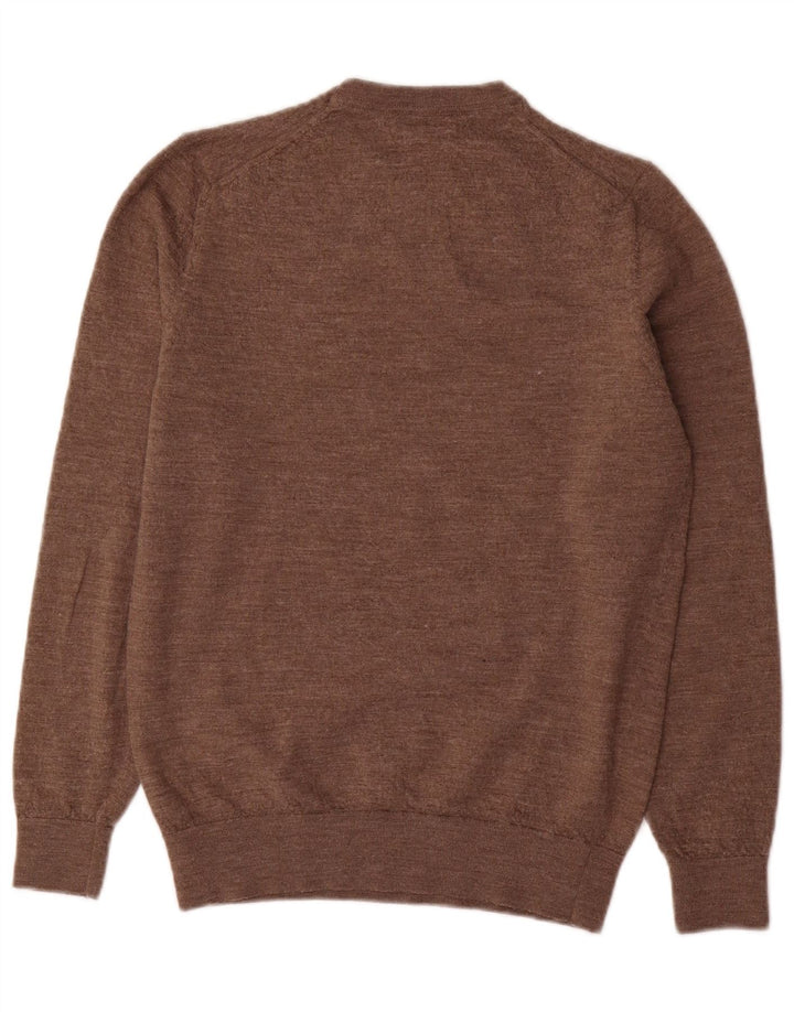 Suéter feminino Massimo Dutti com gola redonda Reino Unido 14 grande lã marrom