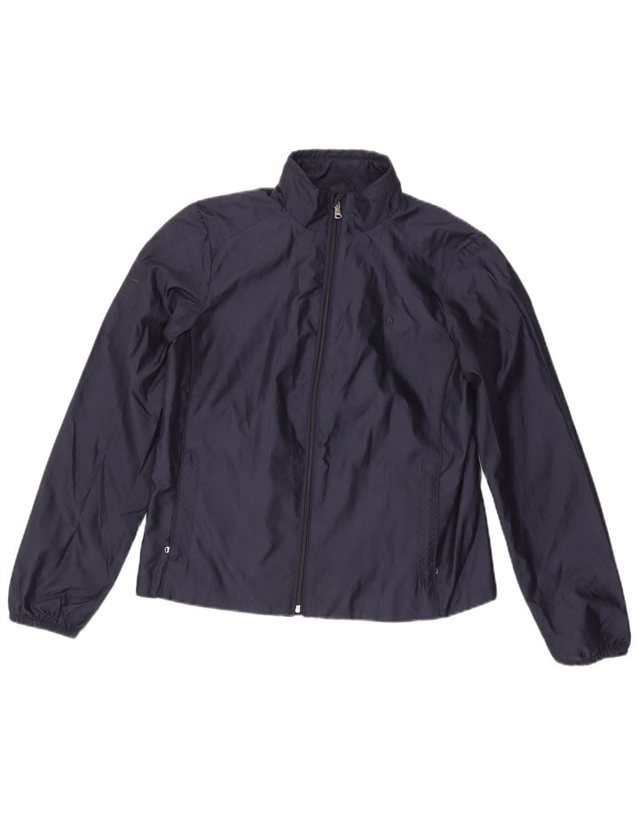 Jaqueta de chuva impermeável feminina Ralph Lauren Reino Unido 12 poliéster azul marinho médio