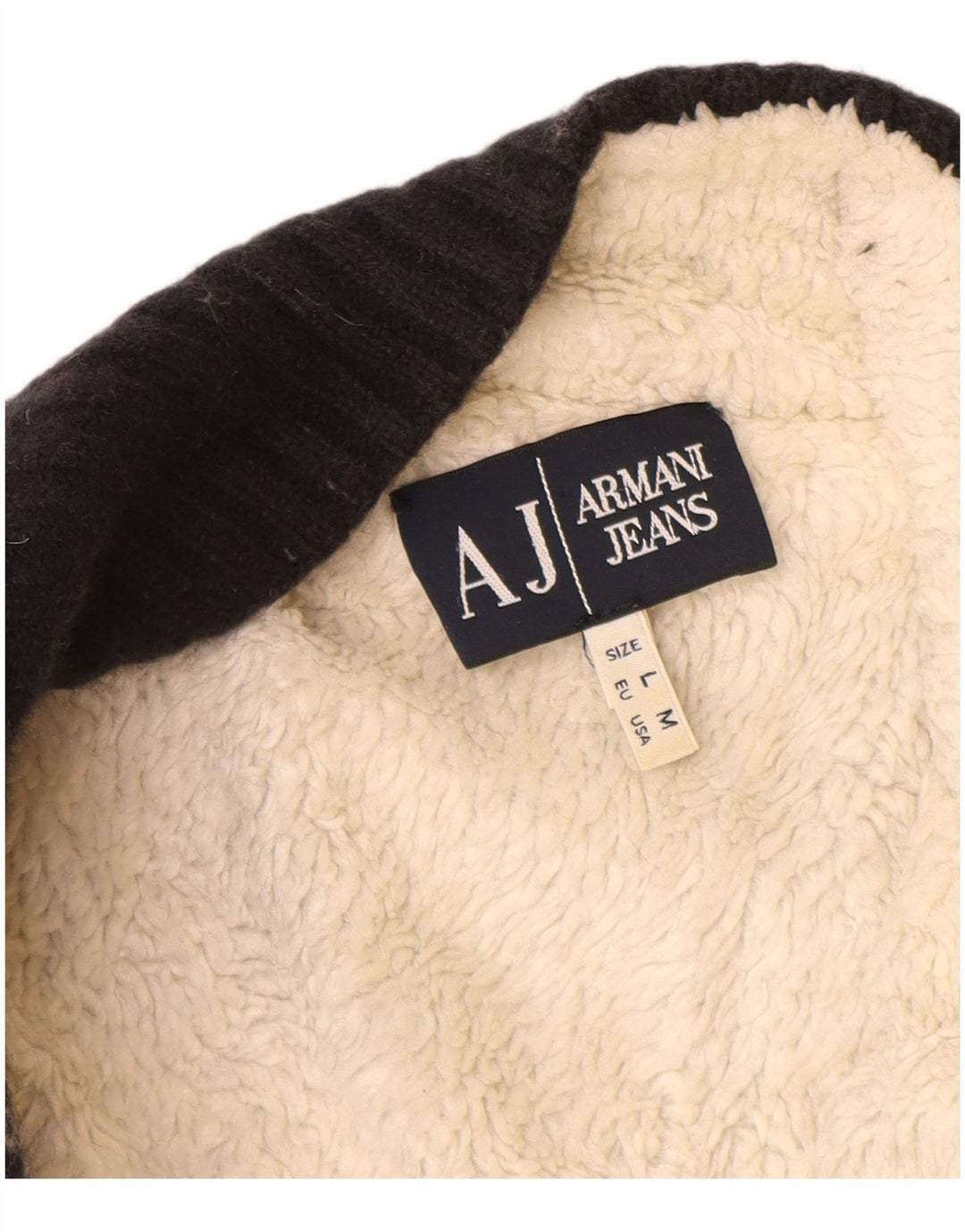 Suéter cardigã feminino Armani Jeans UK 12 médio azul marinho Fair Isle