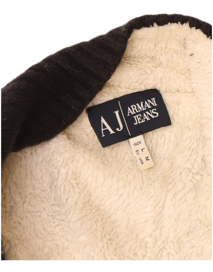 Suéter cardigã feminino Armani Jeans UK 12 médio azul marinho Fair Isle