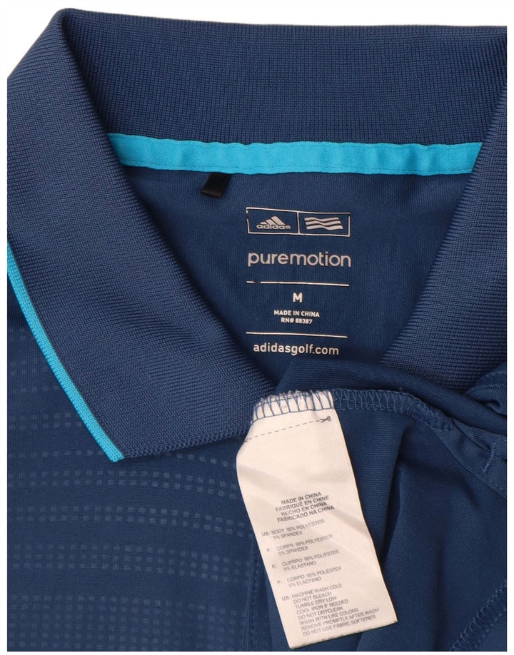 Adidas Mens Polo Shirt Médio Azul Marinho Listrado Poliéster