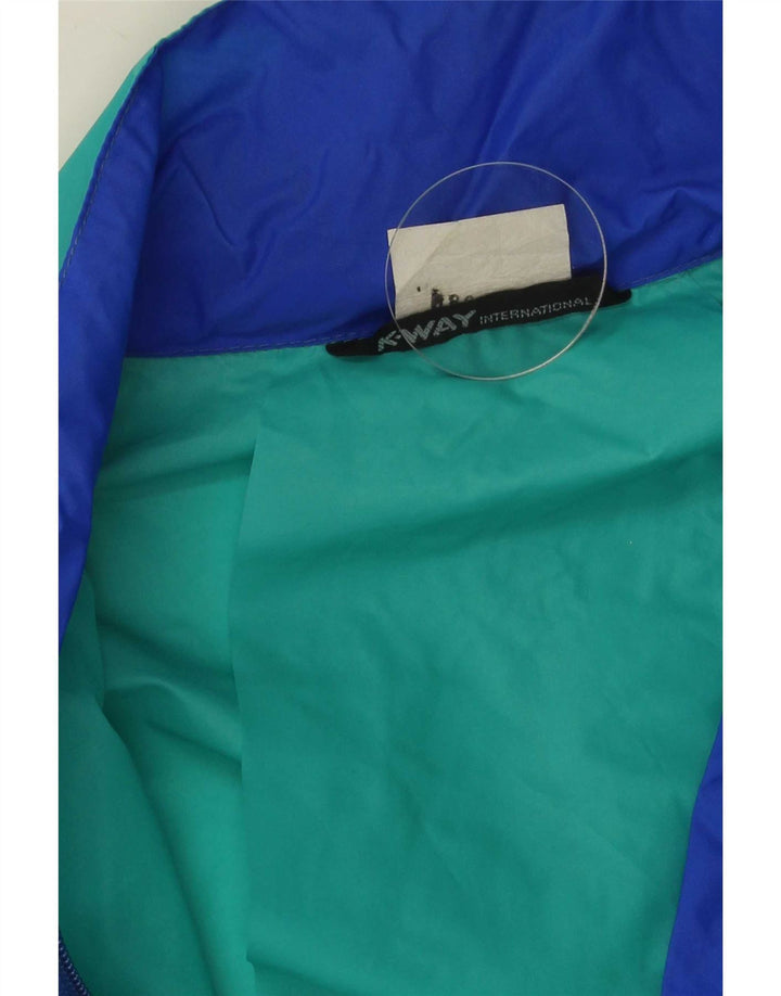 Jaqueta de chuva masculina com capuz K-Way UK 38 poliamida colorblock verde médio