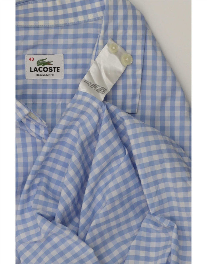 Camisa masculina Lacoste Regular Fit tamanho 40 algodão guingão azul médio
