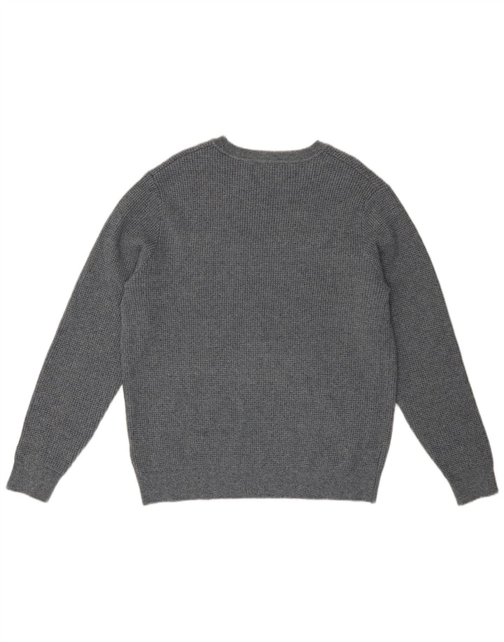 Suéter masculino Marks & Spencer com gola canoa grande algodão manchado cinza