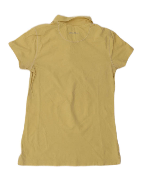 Eddie Bauer Womens Tall Polo Shirt UK 12 Medium Yellow Cotton