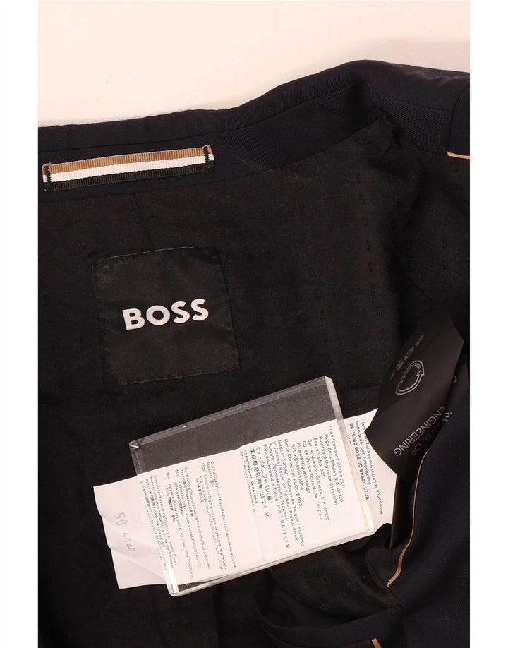Jaqueta blazer masculina Hugo Boss com 2 botões UE 50 grande lã azul marinho