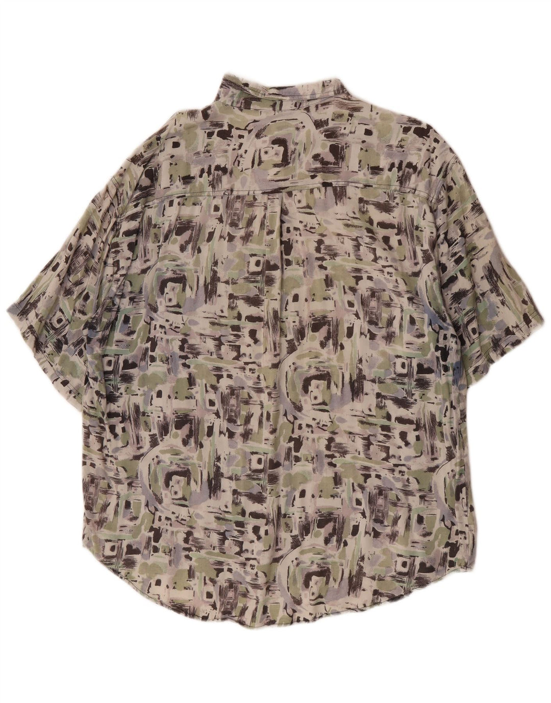 Vintage masculino abstrato Padrão camisa de manga curta XL rayon multicolorido
