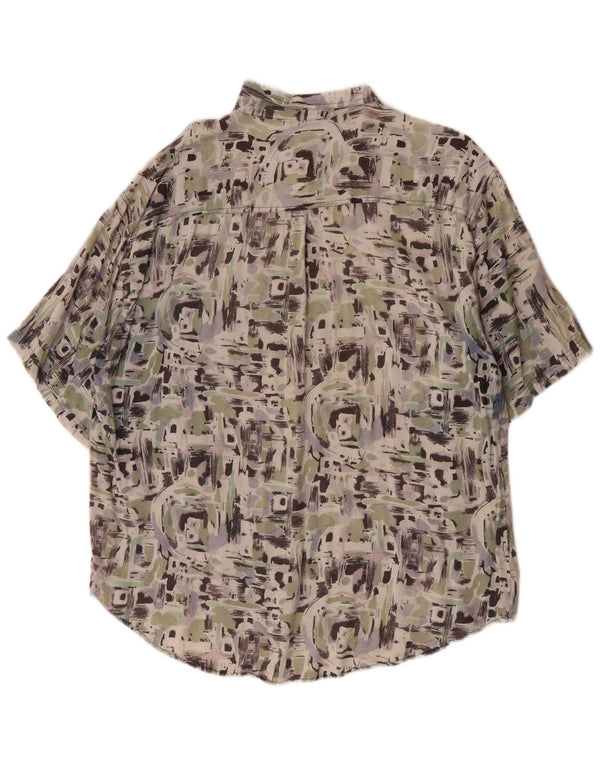 Vintage masculino abstrato Padrão camisa de manga curta XL rayon multicolorido