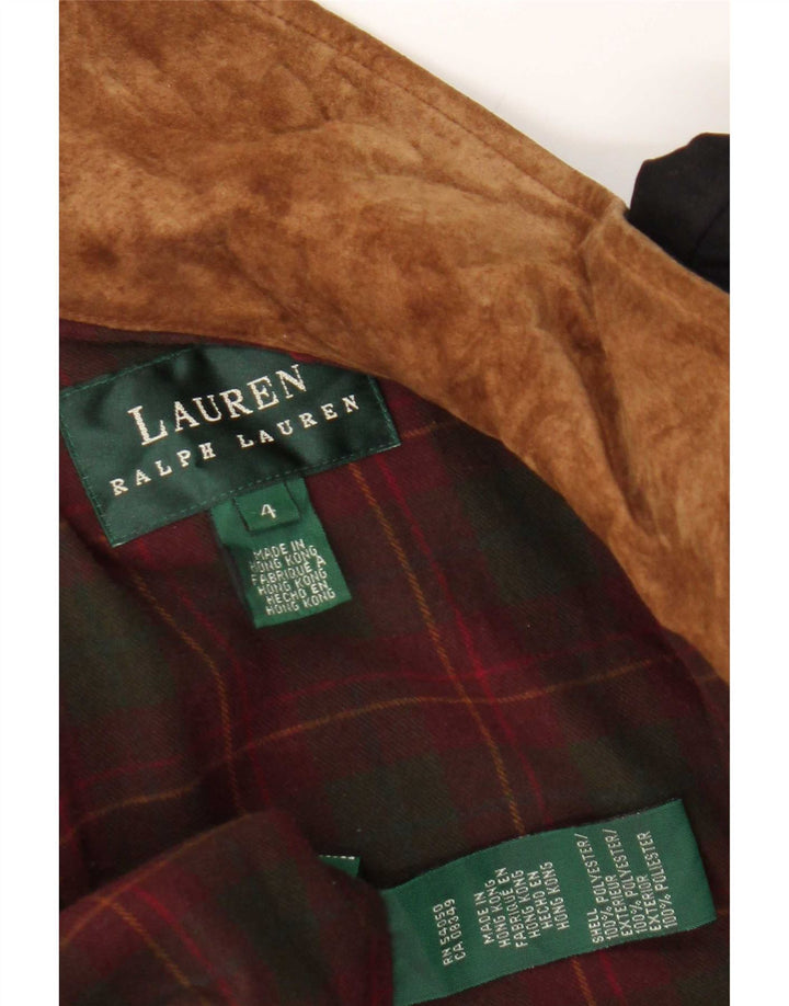 Sobretudo feminino acolchoado grande Ralph Lauren US 4 pequeno bloco colorido preto