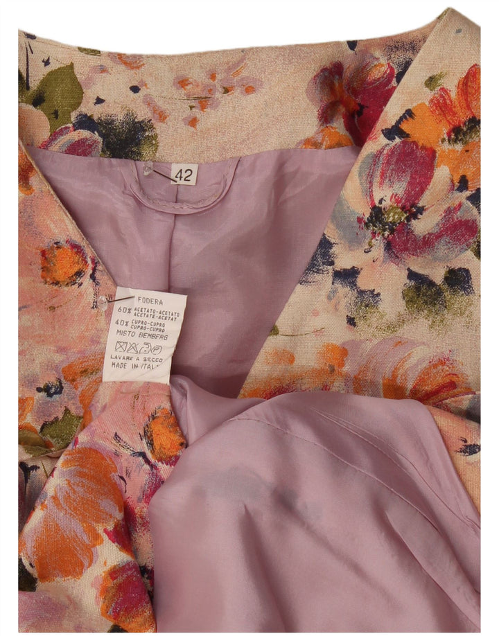 Jaqueta blazer feminina vintage de manga curta IT 42 médio bege floral