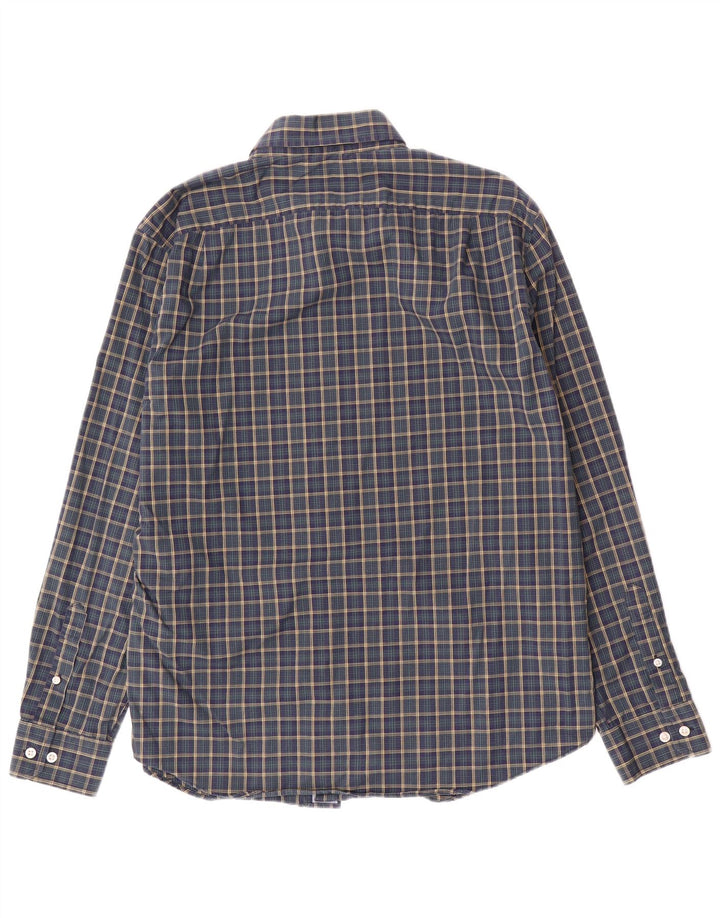 Camisa masculina Nautica grande algodão xadrez azul marinho