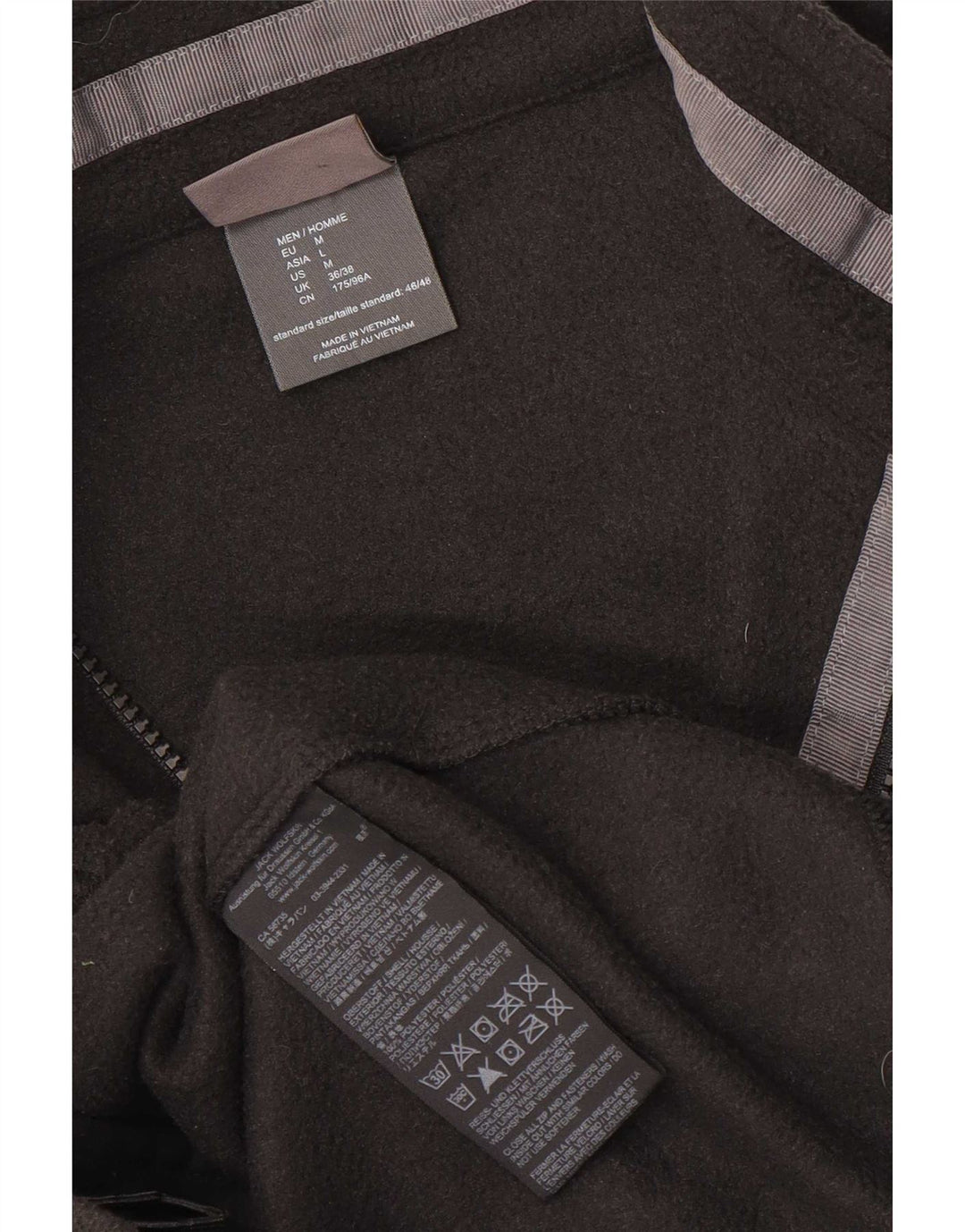 Jaqueta de lã masculina Jack Wolfskin Reino Unido 36/38 poliéster preto pequeno