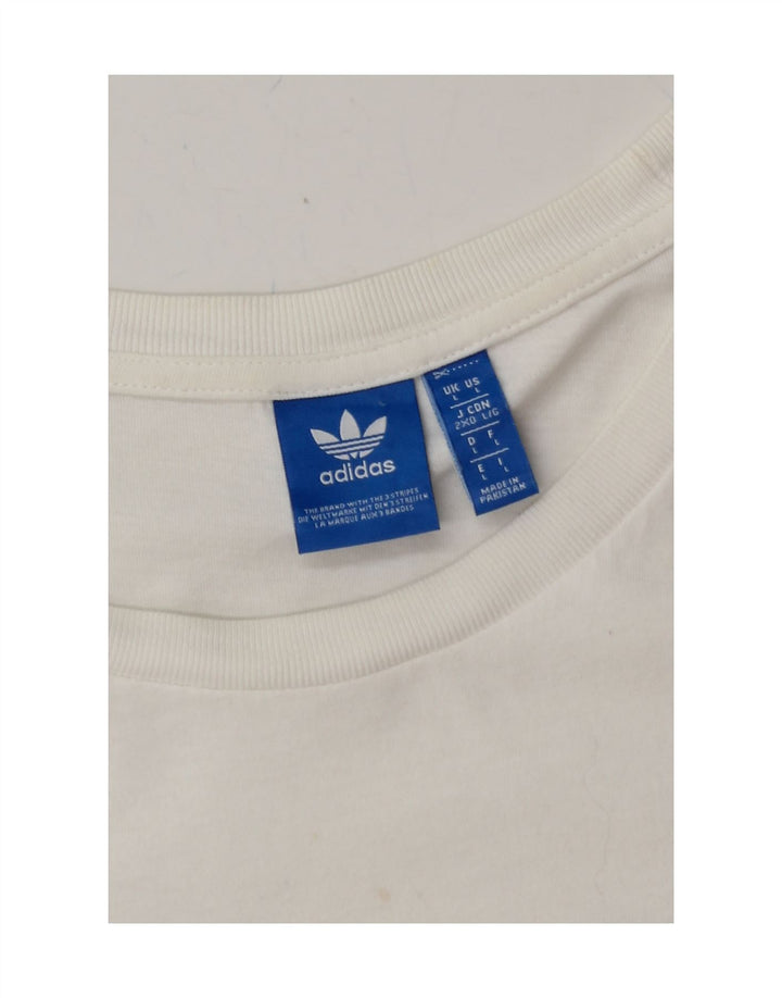 ADIDAS Mens Graphic T-Shirt Top Large White Cotton Vintage Adidas and Second-Hand Adidas from Messina Hembry 
