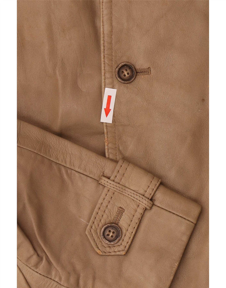 Jaqueta de couro feminina vintage IT 50 XL bege