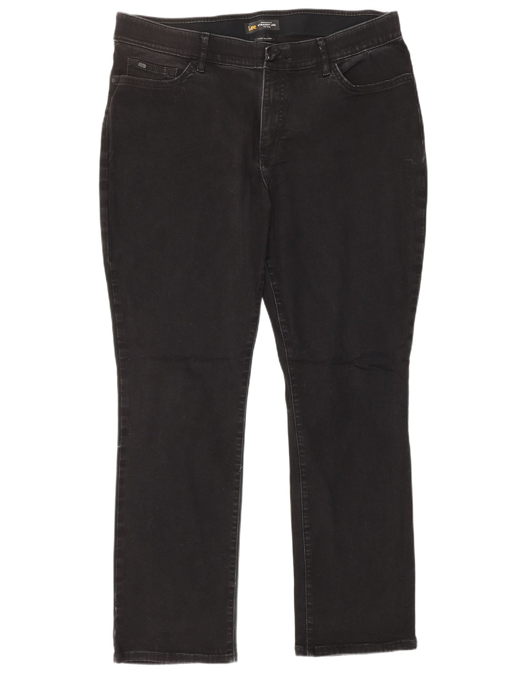 Lee Jeans feminino de cintura média reta EUA 18 2XL W38 L30 algodão preto