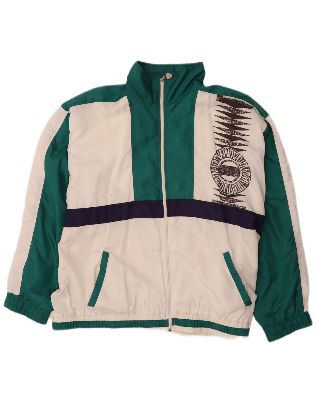 Jaqueta de treino masculina COSMOS Reino Unido 16 grande bloco colorido branco